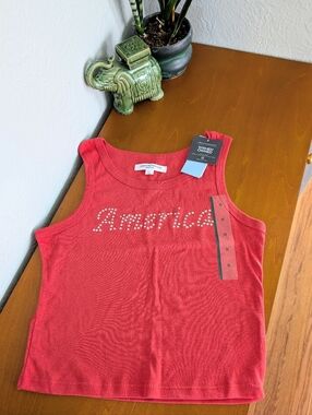 NWT Grayson/Threads "America" Rhinestone Cropped Tank - Size M